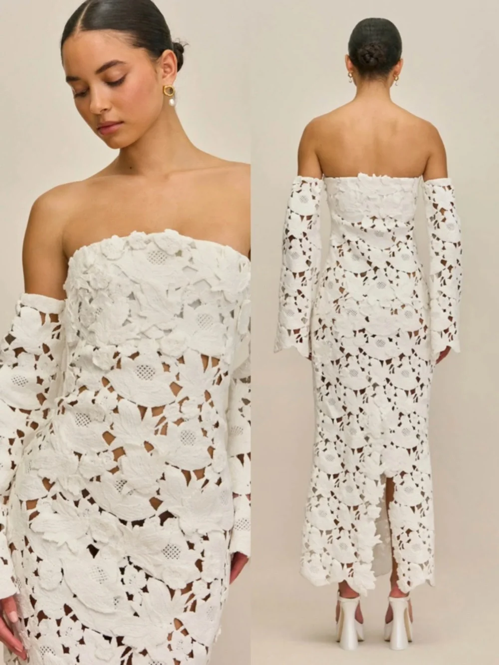 Cult Gaia Kaylina White Strapless Crochet Lace Maxi Dress Size 12 NEW! With tags - Picture 2 of 16